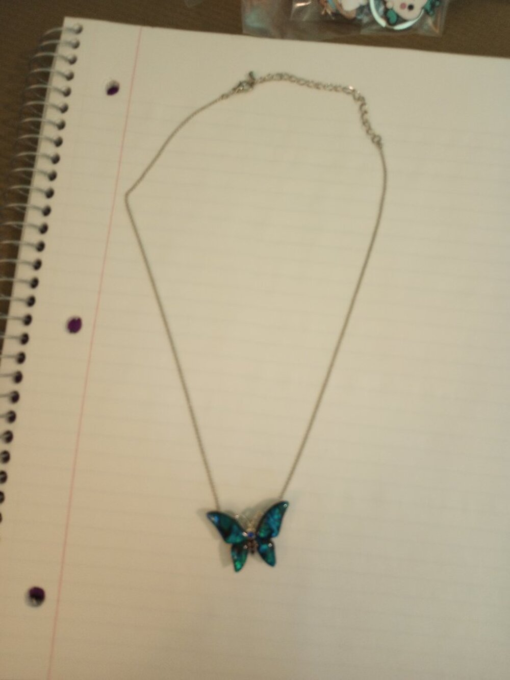 Blue butterfly necklace
